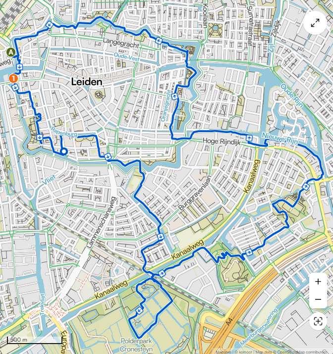 Route Stadse tocht Leiden